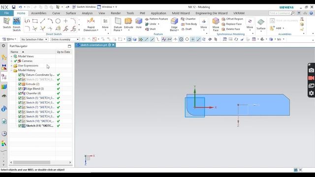Sketch orientation in NX CAD смотреть онлайн