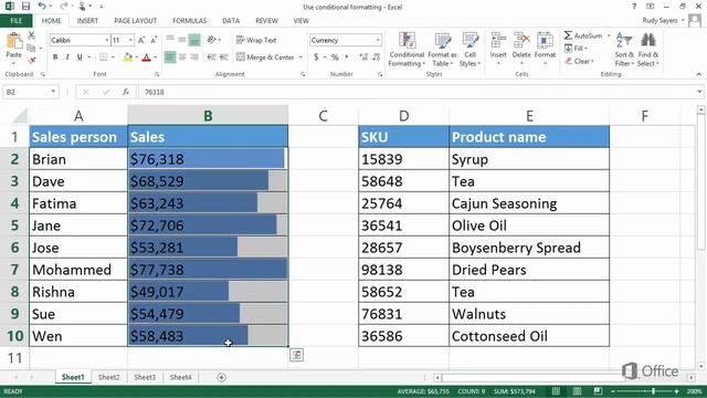 Excel 2013 training Use conditional formatting смотреть онлайн