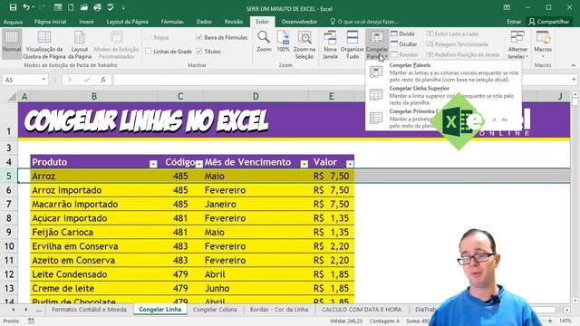 COMO CONGELAR LINHAS NO EXCEL - APRENDER EXCEL EM 1 MINUTO смотреть онлайн