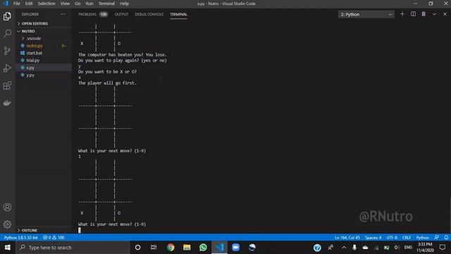 Let's Play Tic-Tac-Toe with computer | Python 3.8 | #RNutro смотреть онлайн