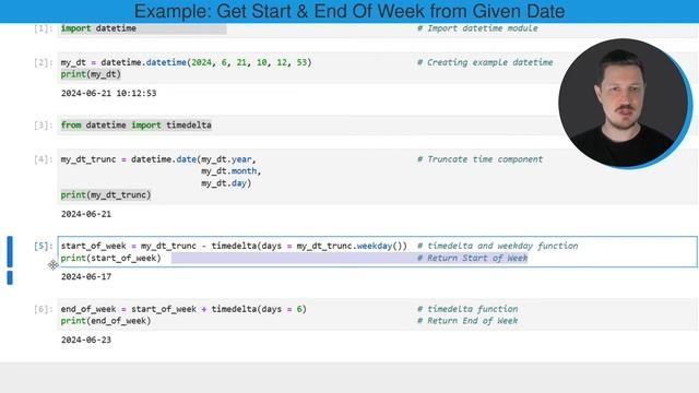 How to Get Start & End of Week Given a datetime Object in Python (Example) | timedelta() Function смотреть онлайн