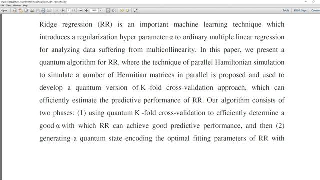An Improved Quantum Algorithm for Ridge Regression смотреть онлайн