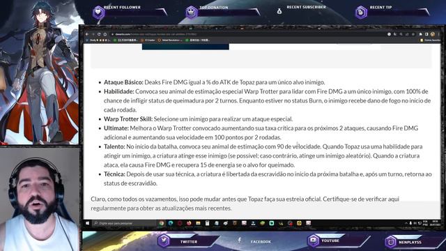 Salvação de DPS de Fogo Virá na 1.4? Topaz Skills, Rastros e Eidolons Honkai Star Rail смотреть онлайн