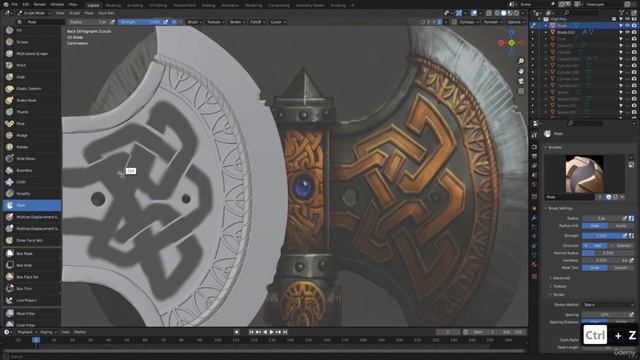 Blender - Fantasy Axe - Sculpting - 10. Blocking out Detail.mp4