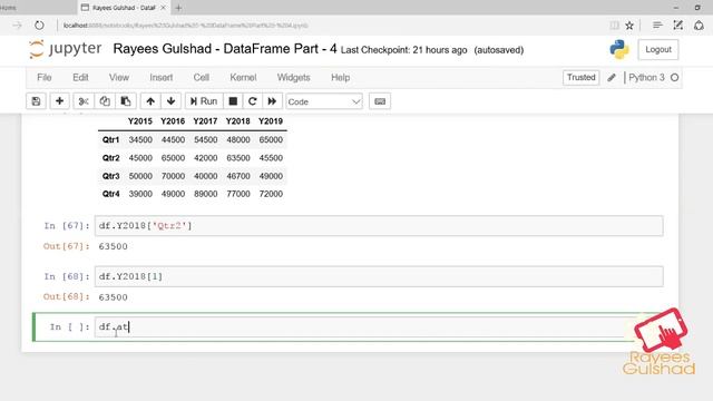 PYTHON PANDAS SUBSET AND SLICING || DataFrame || Part -4 || Python смотреть онлайн
