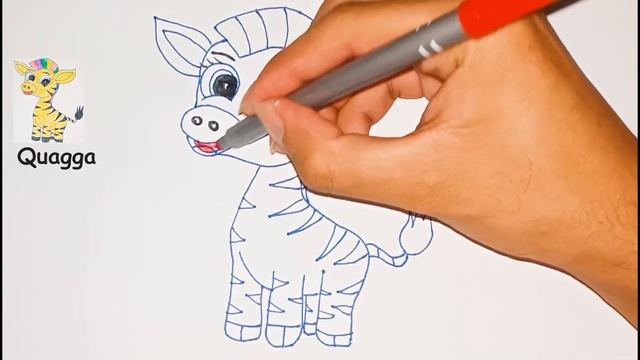 Quagga Drawing | How to draw animals Quagga step by step смотреть онлайн