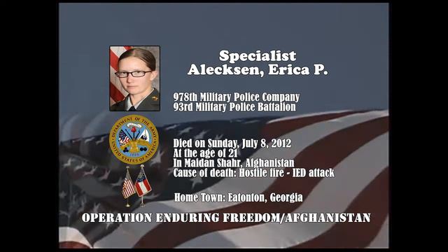 U.S. Army Memorial Tribute - Afghanistan War - U.S. Army Specialist Alecksen, Erica P. - Georgia смотреть онлайн