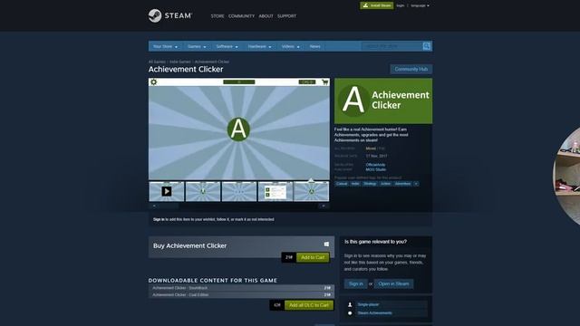 Achievement clicker (экспресс-тест игры для выбивания 5к достижений Steam) смотреть онлайн