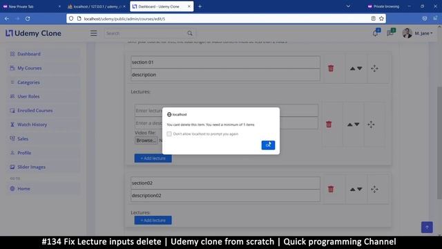 #134 Fix Lecture inputs delete | Udemy clone from scratch in php | Quick programming tutorial смотреть онлайн