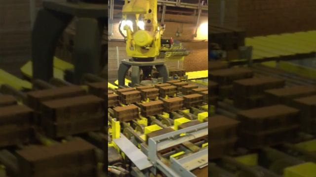 Формирование роботами пакетов для садки в печь со съёмным сводом на Чайковском кирпичном заводе смотреть онлайн