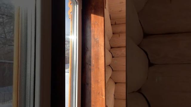 ОкосячкаОбсадаПодоконник в доме из бревна