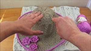 Вязанная шляпка крючком из льна, ажурные узоры крючком со схемами