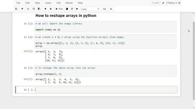 109 How to reshape arrays in python. смотреть онлайн