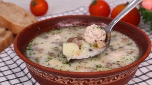 Нежный сырный суп с фрикадельками и шампиньонами. Слов нет насколько он вкусный!