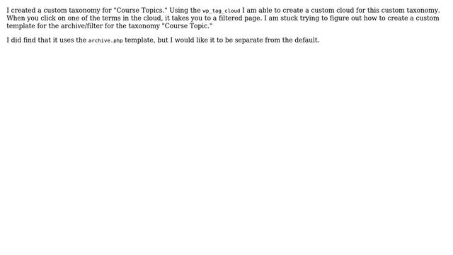 Wordpress: How to create a custom template for custom taxonomy wp-tag-cloud? смотреть онлайн