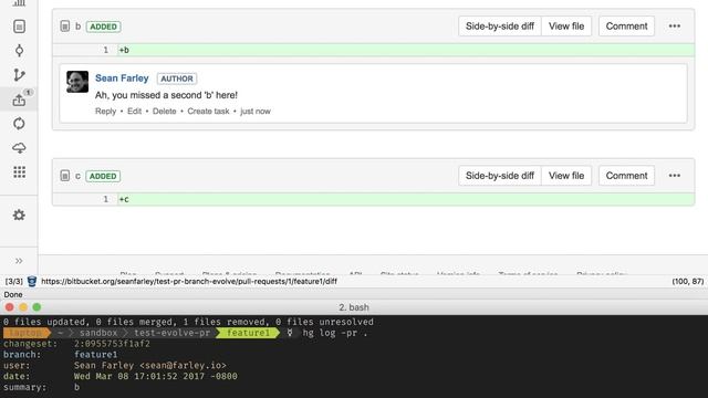 Bitbucket pullrequest with Mercurial's evolve extension смотреть онлайн