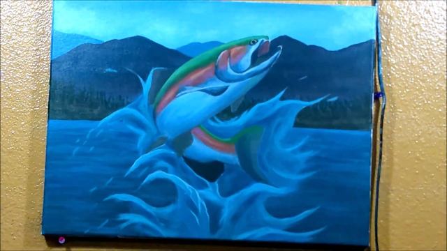 Fish Out of Water, Rainbow Trout Acrylic Painting Time Lapse смотреть онлайн