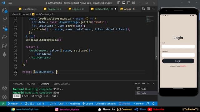 Context Api and persisting user data | Building a Fullstack React Native App | React Native Projec смотреть онлайн