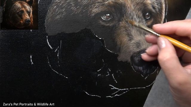 How to paint fur in acrylics | Painting a Bear in acrylics | Tips смотреть онлайн