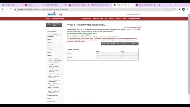 NPTEL | Programming in Java | Week 5 | Quize + Programming Assignment solution | смотреть онлайн