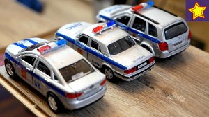 Полицейские машинки прыгают через мост в воду Догоняем нарушителей Toys Cars