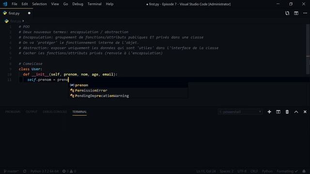 [7/??] Comment initialiser une classe et créer une instance | Python 3 avancé pour débutants смотреть онлайн