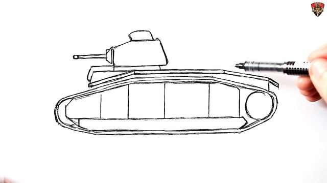 How To Draw A WW1 Tank Char B1