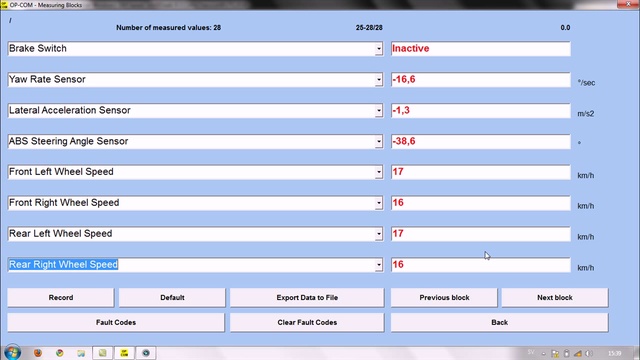 OP-COM + SAAB 9-3 ESP measuring blocks смотреть онлайн