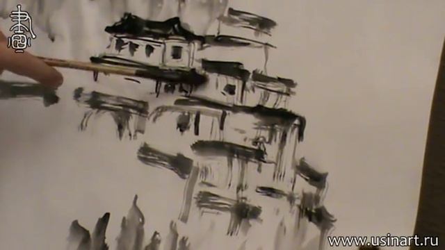 Уроки по пейзажной живописи у-син. Урок 12.2 _Архитектура в китайском пейзаже 1 смотреть онлайн