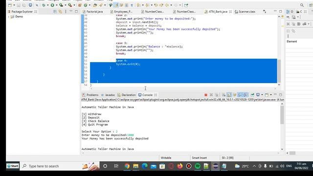 Automatic Teller Machine in Java смотреть онлайн