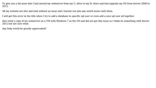 Databases: SQL Error (126): Incorrect key file for table '.mysqluser.MYI'; try to repair it смотреть онлайн
