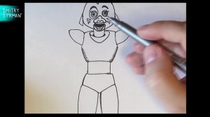 Как нарисовать Глэмрок Чику, ФНАФ 9, How to draw Glamrock Chica, FNAF 9