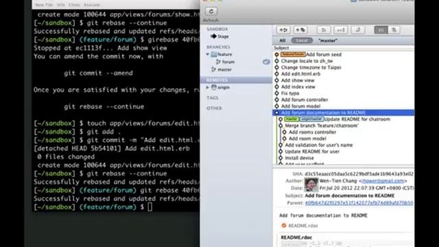 Git rebase 和 merge 合併操作示範 смотреть онлайн