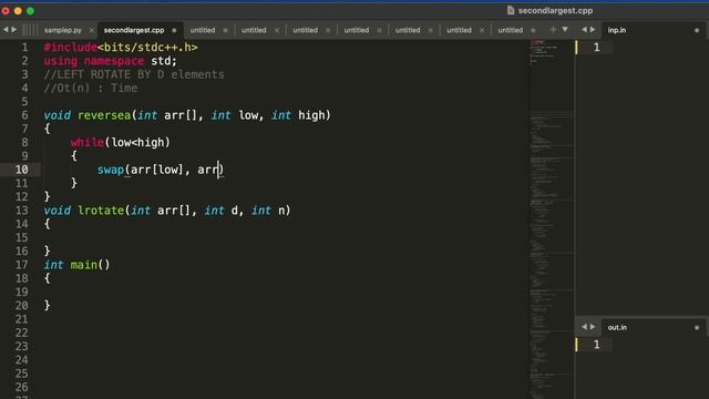 Left Rotate an Array by D Elements | Time - O(n) | C++ смотреть онлайн