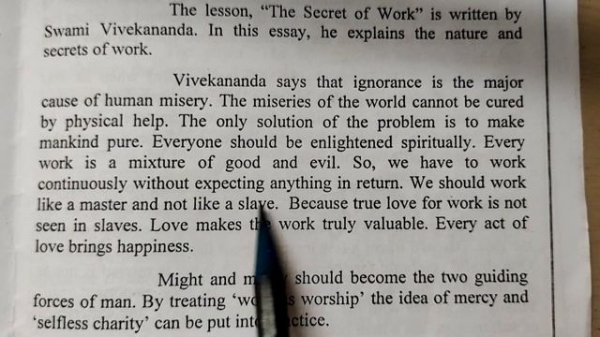 The Secret of Work || inter second year English || single answer for all Questions & Annotations