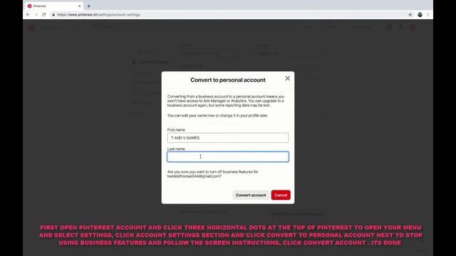 HOW TO CONVERT BUSINESS TO PERSONAL ACCOUNT IN PINTEREST DESKTOP смотреть онлайн