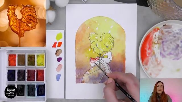 Бесплатный урок Карамельный петушок. Уроки рисования для новичков смотреть онлайн