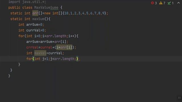 Maximum sum of i*arr[i] among all rotations of a given array in Java смотреть онлайн