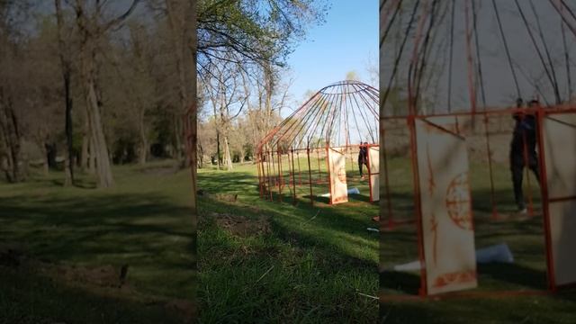 Большая юрта из металлического каркаса. Диаметр 7м. смотреть онлайн