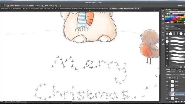 Christmas Card Art in Photoshop CC using REAL ART! Time Lapse Creation Video смотреть онлайн