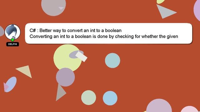 C# : Better way to convert an int to a boolean смотреть онлайн