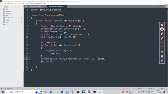 java program to count frequency of a character in string смотреть онлайн
