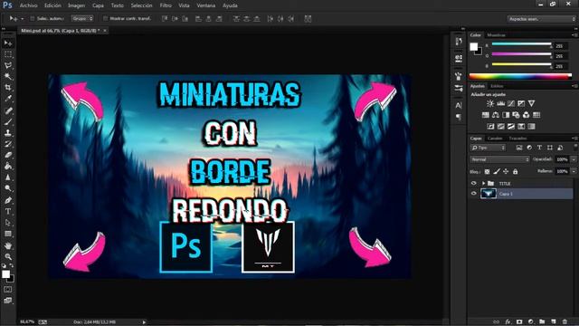 COMO HACER MINIATURAS CON BORDES RENDONDOS EN ADOBE PHOTOSHOP 2019 смотреть онлайн