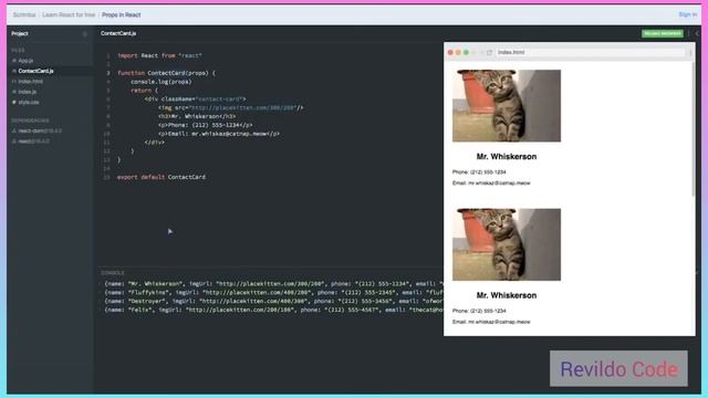 Props in React | React JS Course for Beginners | React JS Tutorial | #revildo_code смотреть онлайн