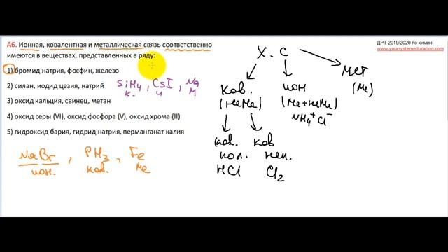 А6 ДРТ 19-20. Химическая связь. Тесты по химии смотреть онлайн