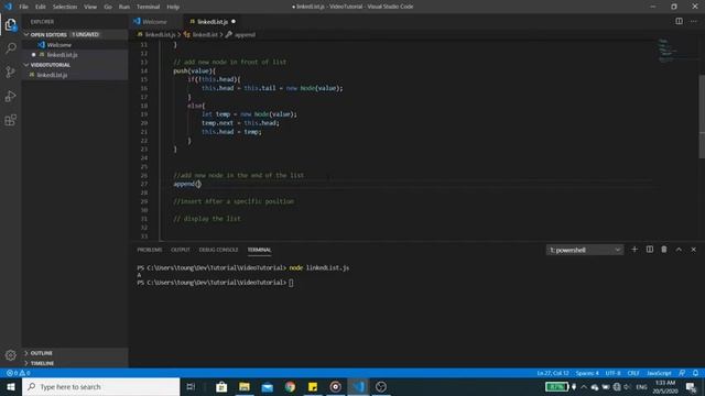 LinkedList Data structure in Javascript смотреть онлайн