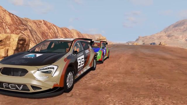 BeamNG Drive - Racing & A Lot Of Crashing On the Long Bumpy Desert Road смотреть онлайн
