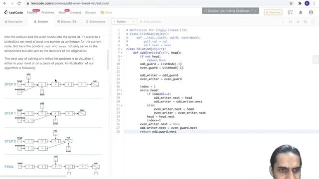 Leetcode-328 : Odd Even List ( Using partition technique and Loosen the knitting pattern ) смотреть онлайн