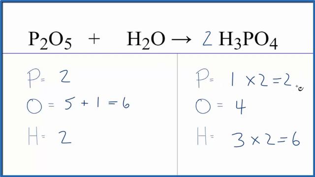 How To Balance P2O5 + H2O = H3PO4 (Decomposition Of Diphosphorus Pentoxide)
