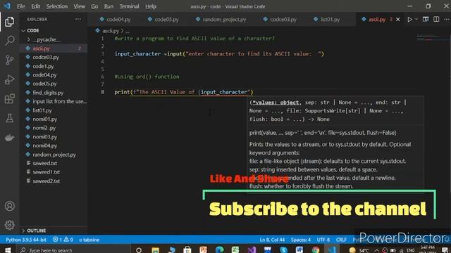 Python Program |Find ASCII Value of Character | Python Examples смотреть онлайн